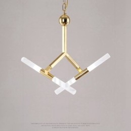 Lampadario moderno contemporaneo dorato a 2 livelli e 4 luci