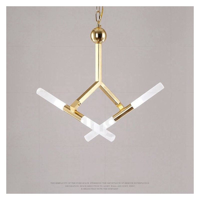Lampadario moderno contemporaneo dorato a 2 livelli e 4 luci
