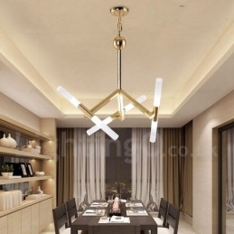Lampadario contemporaneo dorato a 2 livelli con 6 luci