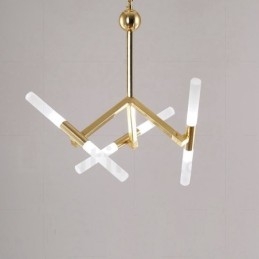 Lampadario contemporaneo dorato a 2 livelli con 6 luci