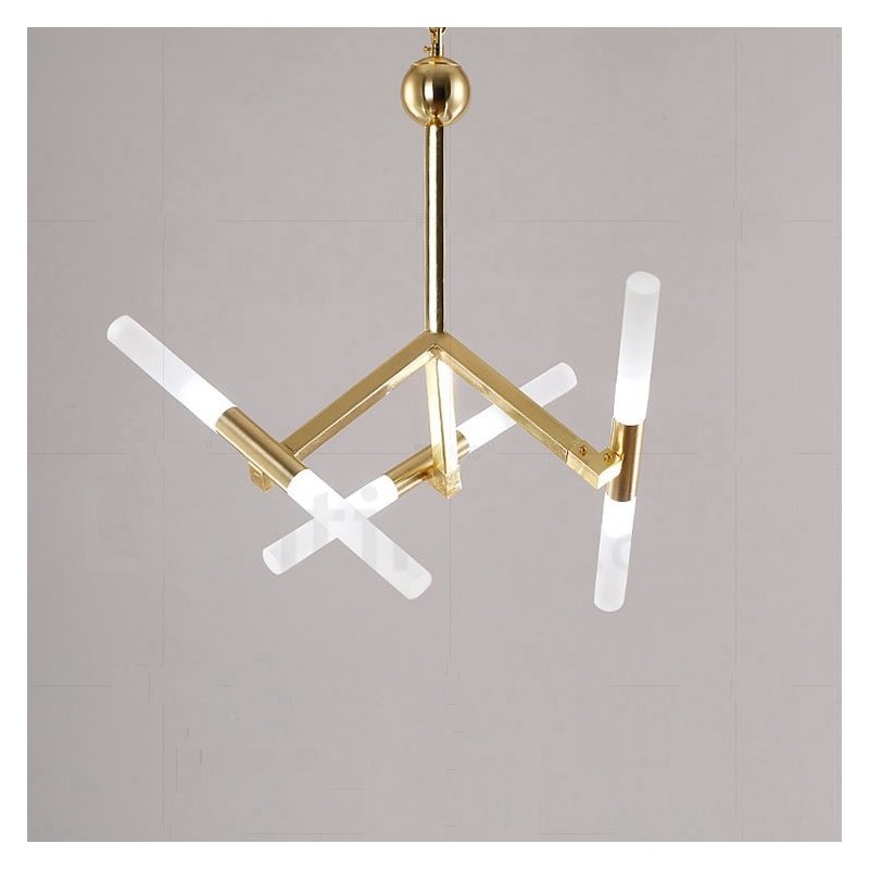 Lampadario contemporaneo dorato a 2 livelli con 6 luci