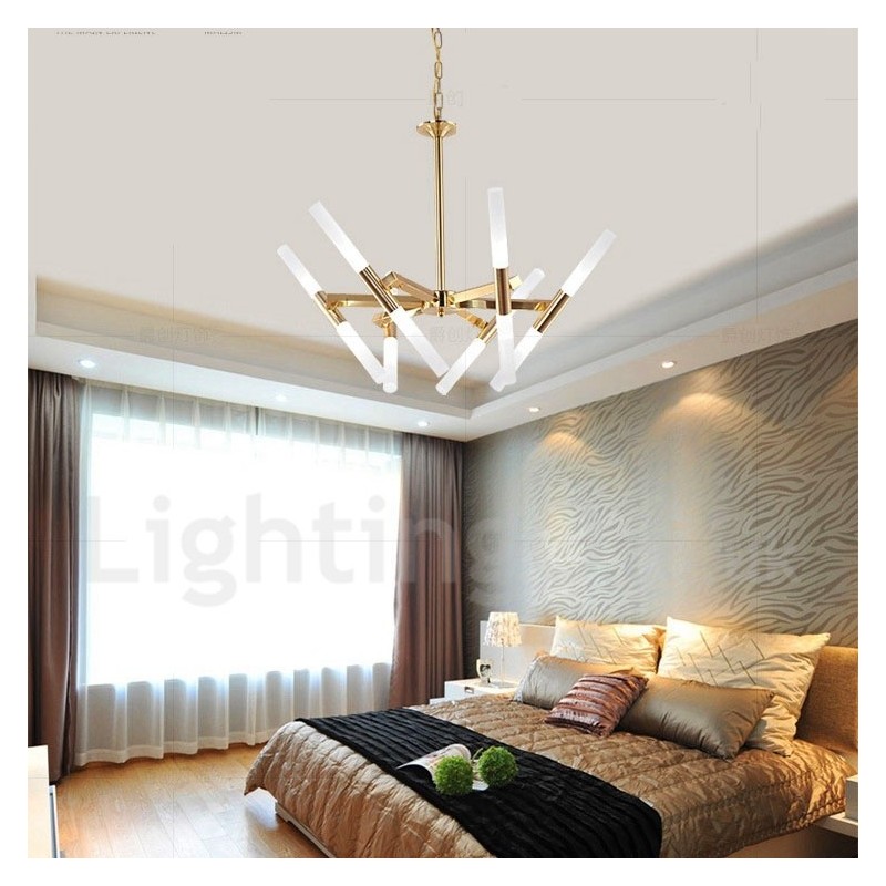 Lampadario moderno contemporaneo dorato a 2 livelli 12 luci