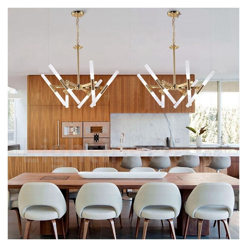 Lampadario moderno contemporaneo dorato a 2 livelli 12 luci