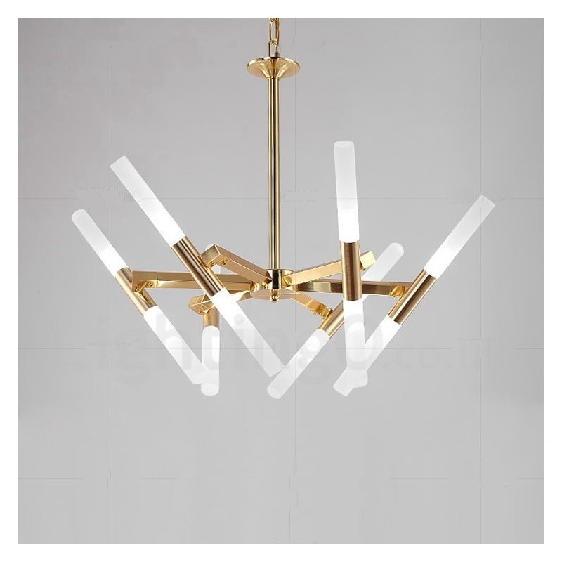 Lampadario moderno contemporaneo dorato a 2 livelli 12 luci