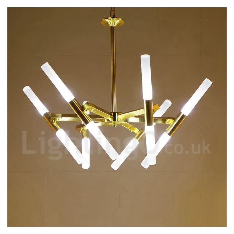 Lampadario moderno contemporaneo dorato a 2 livelli 12 luci