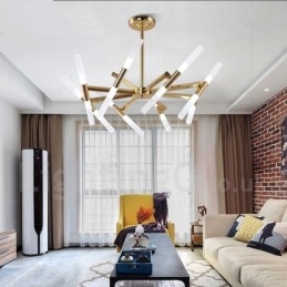 Lampadario contemporaneo a 2 livelli 16 luci dorato