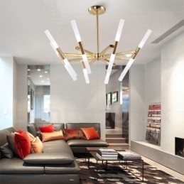 Lampadario contemporaneo a 2 livelli 16 luci dorato