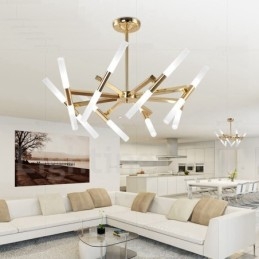 Lampadario contemporaneo a 2 livelli 16 luci dorato