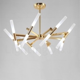 Lampadario contemporaneo a 2 livelli 16 luci dorato