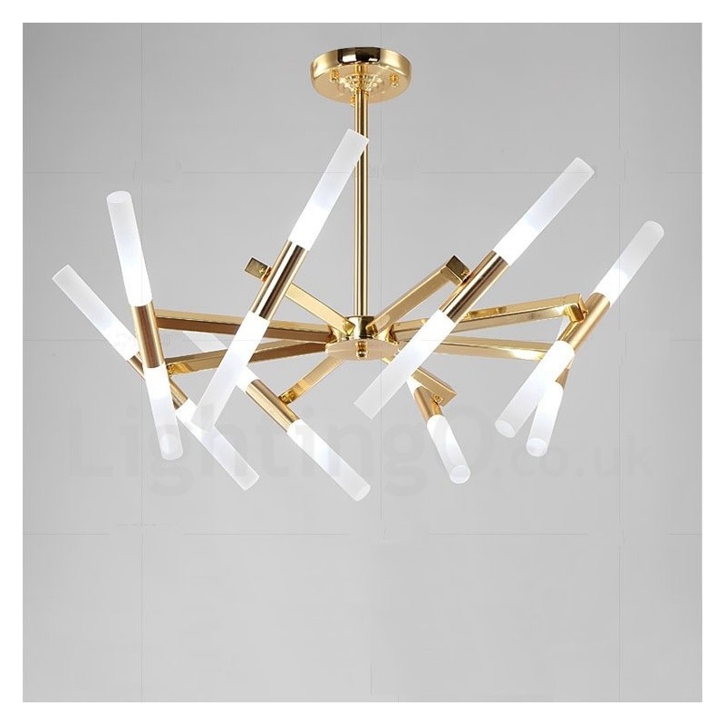 Lampadario contemporaneo a 2 livelli 16 luci dorato