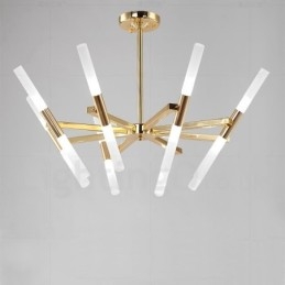 Lampadario contemporaneo a 2 livelli 16 luci dorato