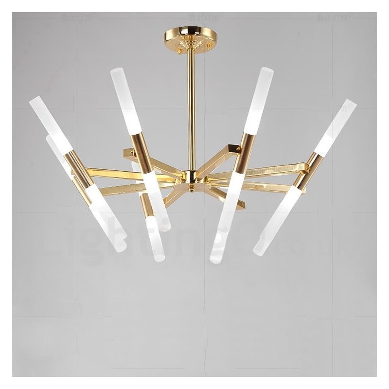 Lampadario contemporaneo a 2 livelli 16 luci dorato