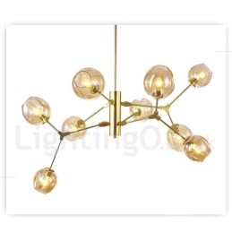 Lampadario moderno contemporaneo con paralume in metallo e fissaggio in vetro, 9 luci