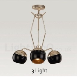 Lampadario contemporaneo in metallo a 3 luci con paralumi in vetro 45 x 60 cm