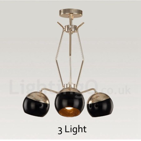 Lampadario contemporaneo in metallo a 3 luci con paralumi in vetro 45 x 60 cm