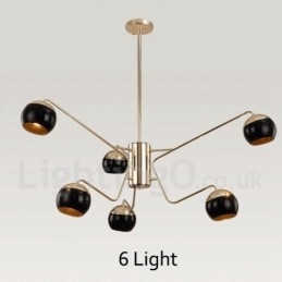 Lampadario moderno contemporaneo a 6 luci a 2 livelli in metallo e vetro 75x80 cm