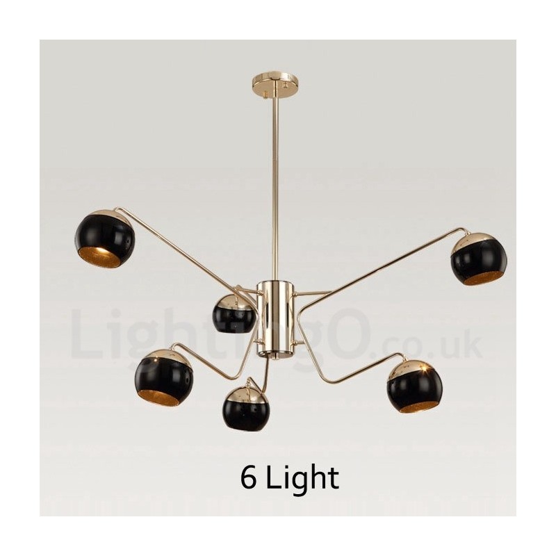 Lampadario moderno contemporaneo a 6 luci a 2 livelli in metallo e vetro 75x80 cm