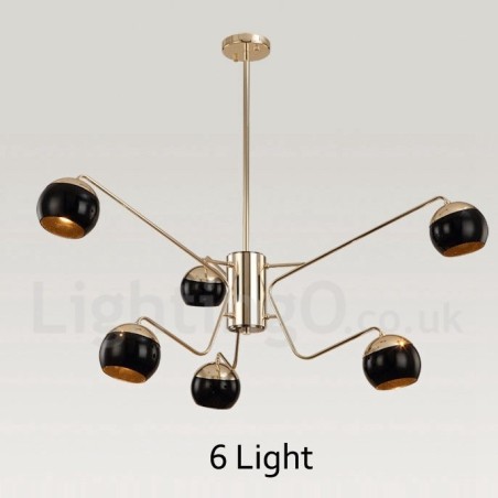 Lampadario moderno contemporaneo a 6 luci a 2 livelli in metallo e vetro 75x80 cm