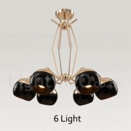 Lampadario moderno contemporaneo 6 luci in metallo e vetro 60 x 65 cm