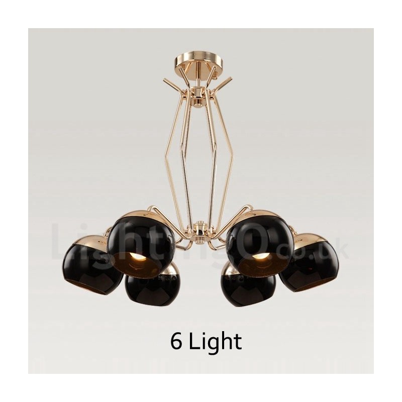 Lampadario moderno contemporaneo 6 luci in metallo e vetro 60 x 65 cm