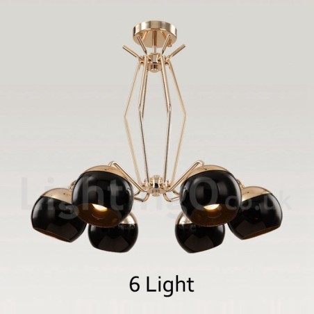 Lampadario moderno contemporaneo 6 luci in metallo e vetro 60 x 65 cm
