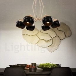 Lampadario moderno contemporaneo 6 luci in metallo e vetro 60 x 65 cm