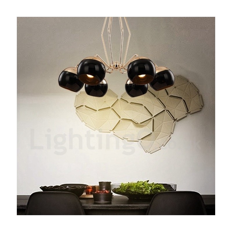 Lampadario moderno contemporaneo 6 luci in metallo e vetro 60 x 65 cm