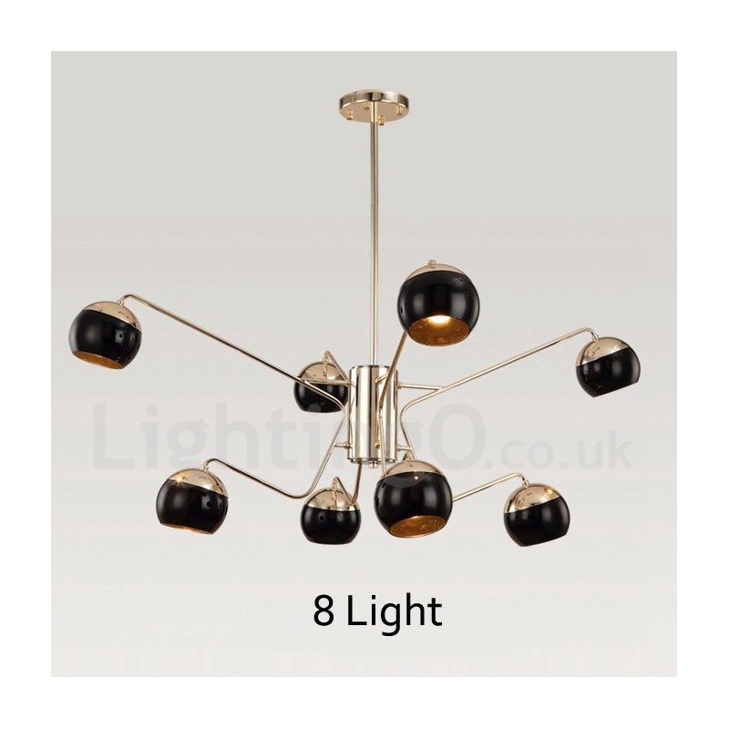 Lampadario contemporaneo in metallo a 8 luci a 2 livelli con paralume in vetro 75x80 cm