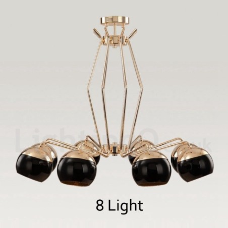 Lampadario moderno contemporaneo in metallo a 8 luci con paralume in vetro 47 x 80 cm