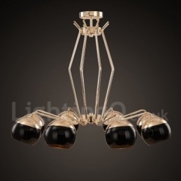 Lampadario moderno contemporaneo in metallo a 8 luci con paralume in vetro 47 x 80 cm