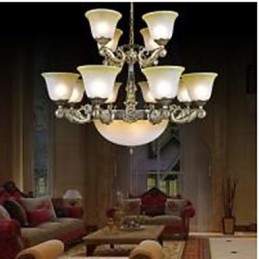 Lampadario classico retrò vintage in metallo bronzo a 3 livelli