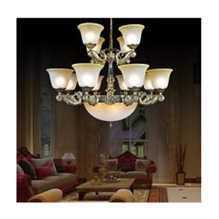 Lampadario classico retrò vintage in metallo bronzo a 3 livelli