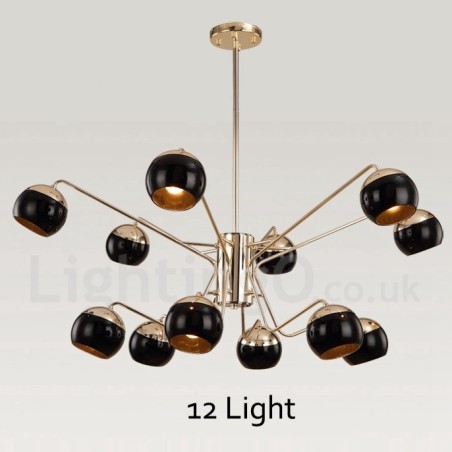 Lampadario moderno contemporaneo in metallo a 12 luci, 2 livelli, paralume in vetro, 80 x 85 cm