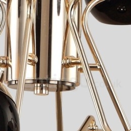 Lampadario contemporaneo in metallo a 2 livelli con 30 luci e paralume in vetro 105 x 85 cm