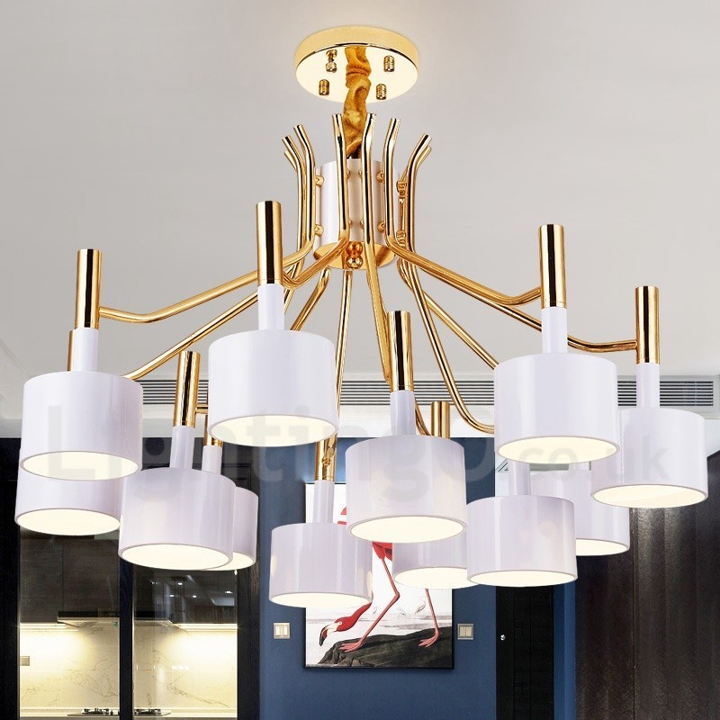 Lampadario moderno contemporaneo a 12 luci a 2 livelli 80x55 cm
