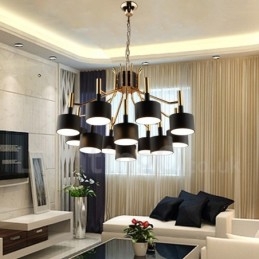 Lampadario moderno contemporaneo a 12 luci a 2 livelli 80x55 cm