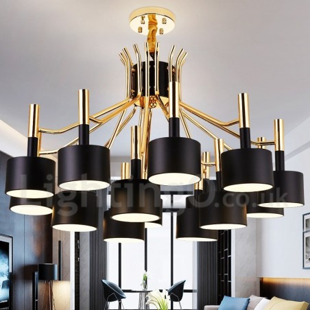 Lampadario contemporaneo a 2 livelli con 15 luci LED 95 x 55 cm