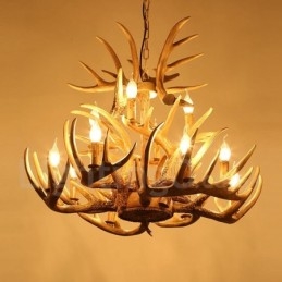 Lampadario country vintage a 12 luci LED 80x73 cm