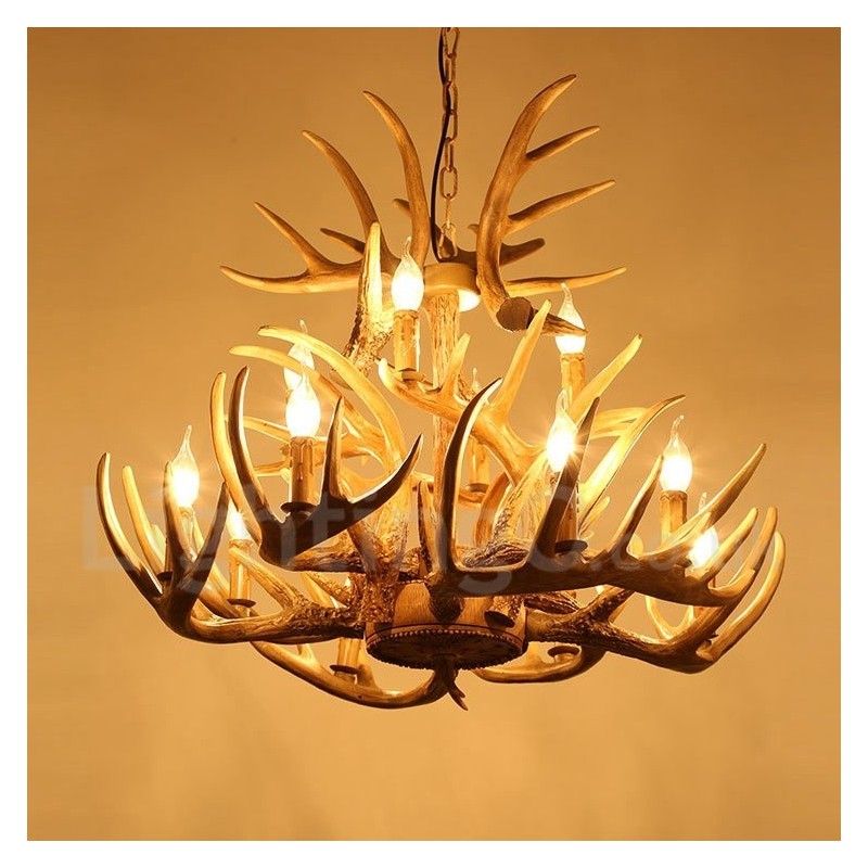 Lampadario country vintage a 12 luci LED 80x73 cm