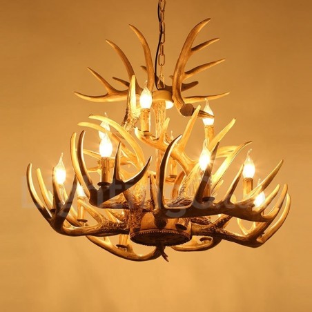 Lampadario country vintage a 12 luci LED 80x73 cm