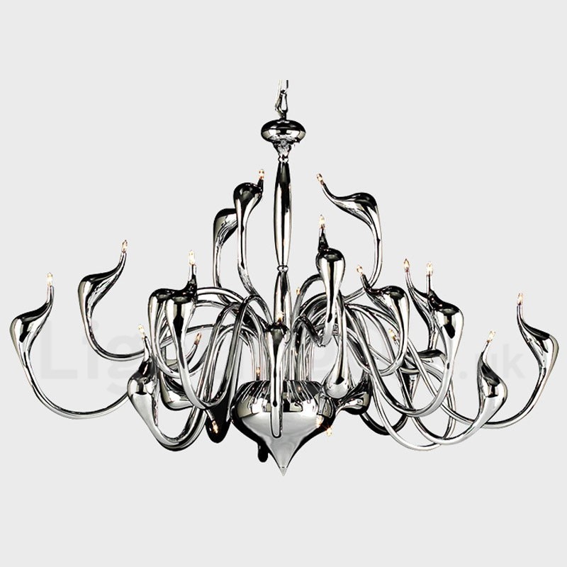 Lampadario moderno a forma di cigno 24 luci cromato con lampadine G4 incluse