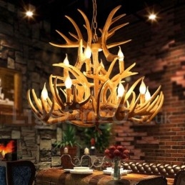 Lampadario country vintage a 12 luci LED 80x73 cm