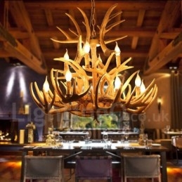 Lampadario country vintage a 12 luci LED 80x73 cm