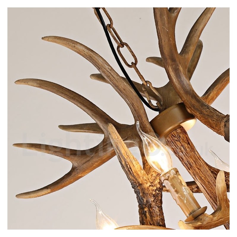 Lampadario country vintage a 12 luci LED 80x73 cm