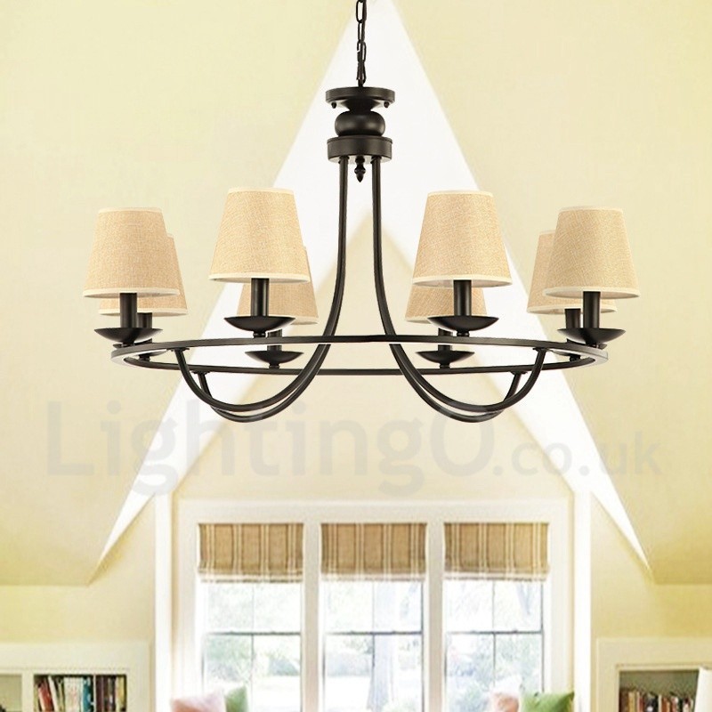 Lampadario country retrò a 8 luci, 80 x 54 cm