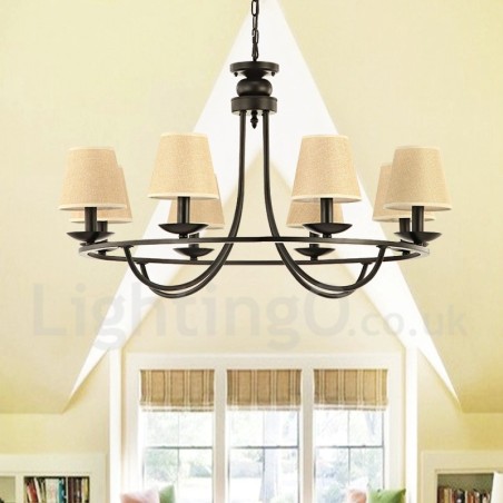 Lampadario country retrò a 8 luci, 80 x 54 cm
