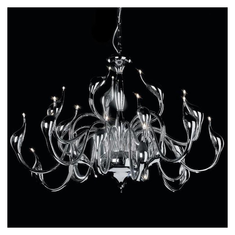 Lampadario moderno a forma di cigno 24 luci cromato con lampadine G4 incluse