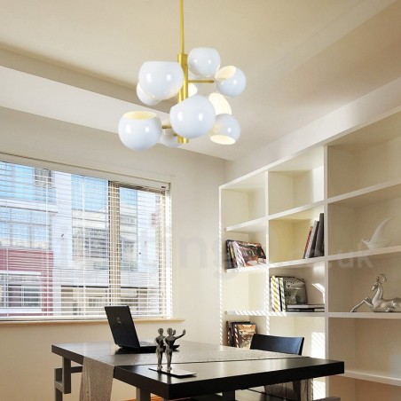 Lampadario moderno contemporaneo bianco a 10 luci 55 x 40 cm