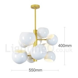 Lampadario moderno contemporaneo bianco a 10 luci 55 x 40 cm