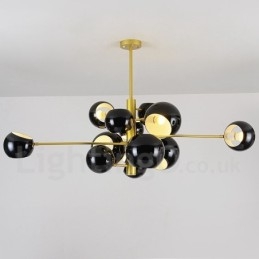 Lampadario contemporaneo nero a 13 luci 130x40 cm